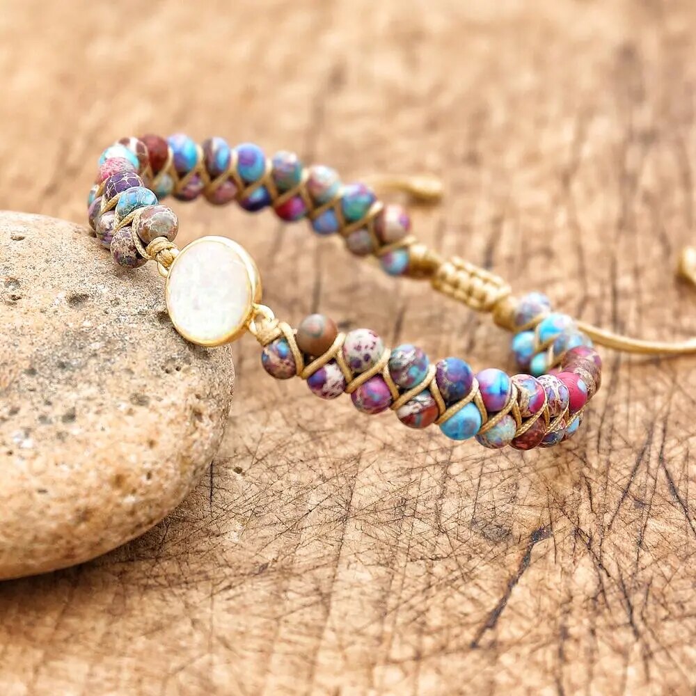 Natural Jasper & Opal Wrap Bracelet