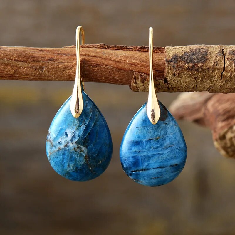 Natural Apatite Teardrop Earrings