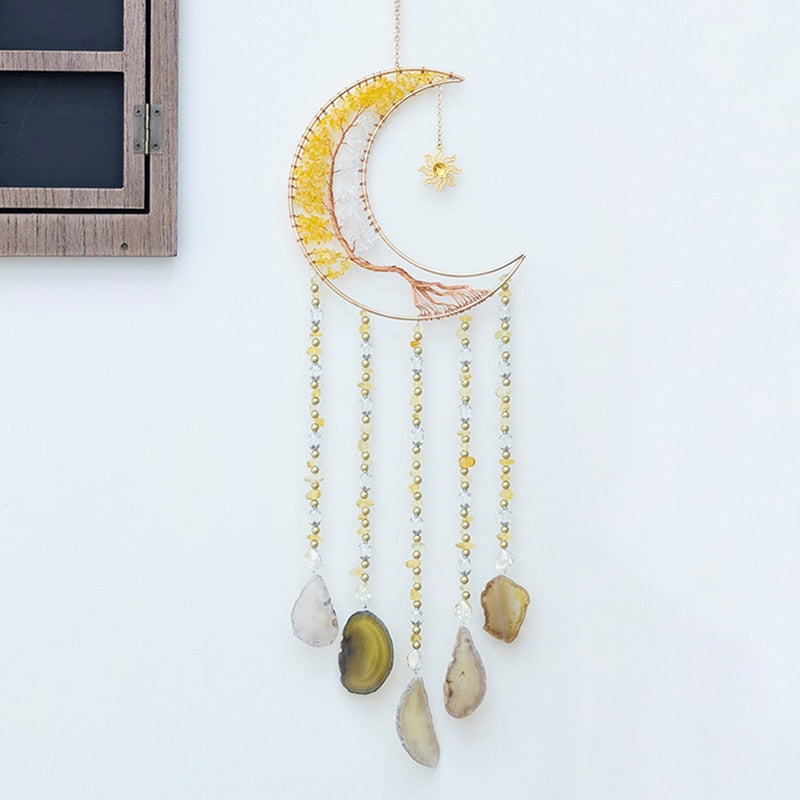 Natural Agate Moon Dream Catcher