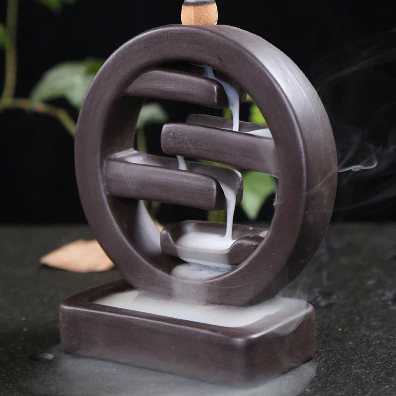 Handmade Zen Waterfall Ceramic Incense Burner