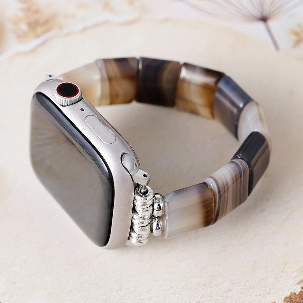 Natural Botswana Agate Beaded Smartwatch Band