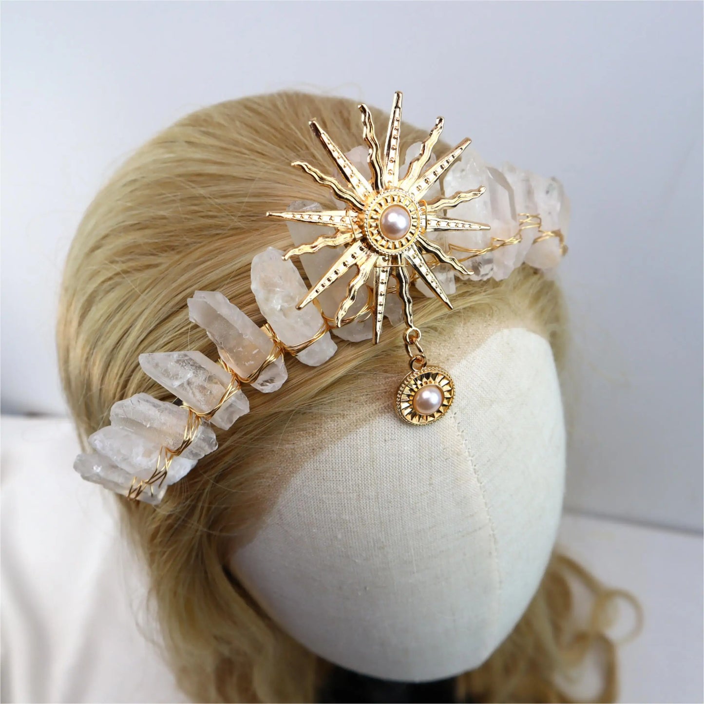 Natural Raw Crystal High Priestess Sun Tiara