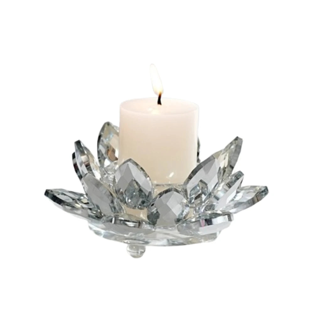 Crystal Glass Lotus Candle Holder