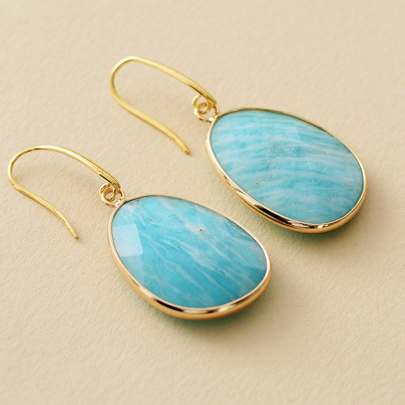 Natural Amazonite Ocean Earrings