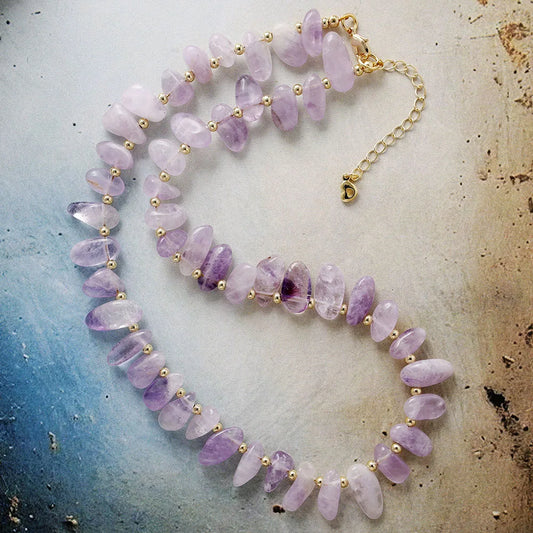 Natural Amethyst Bold Beads Choker Necklace