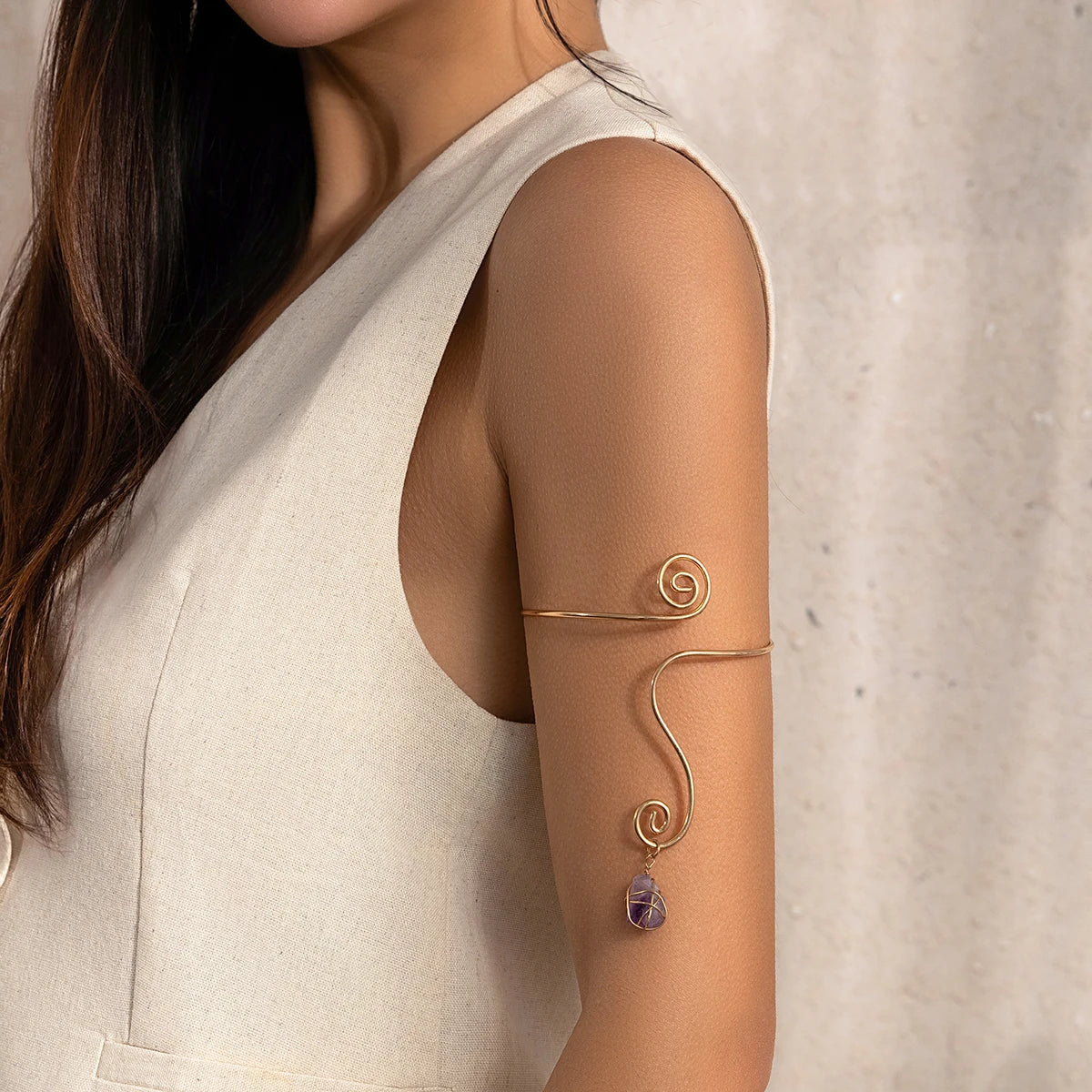 Natural Water Drop Stone Upper Arm Cuff Bangle