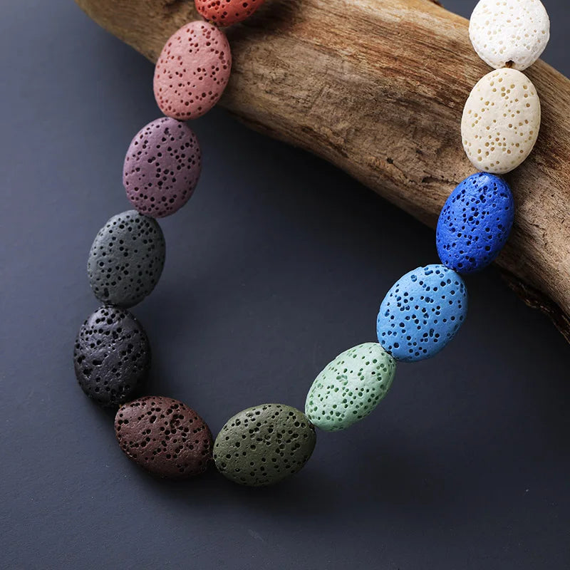 Handmade Colorful Lava Stone Choker Necklace