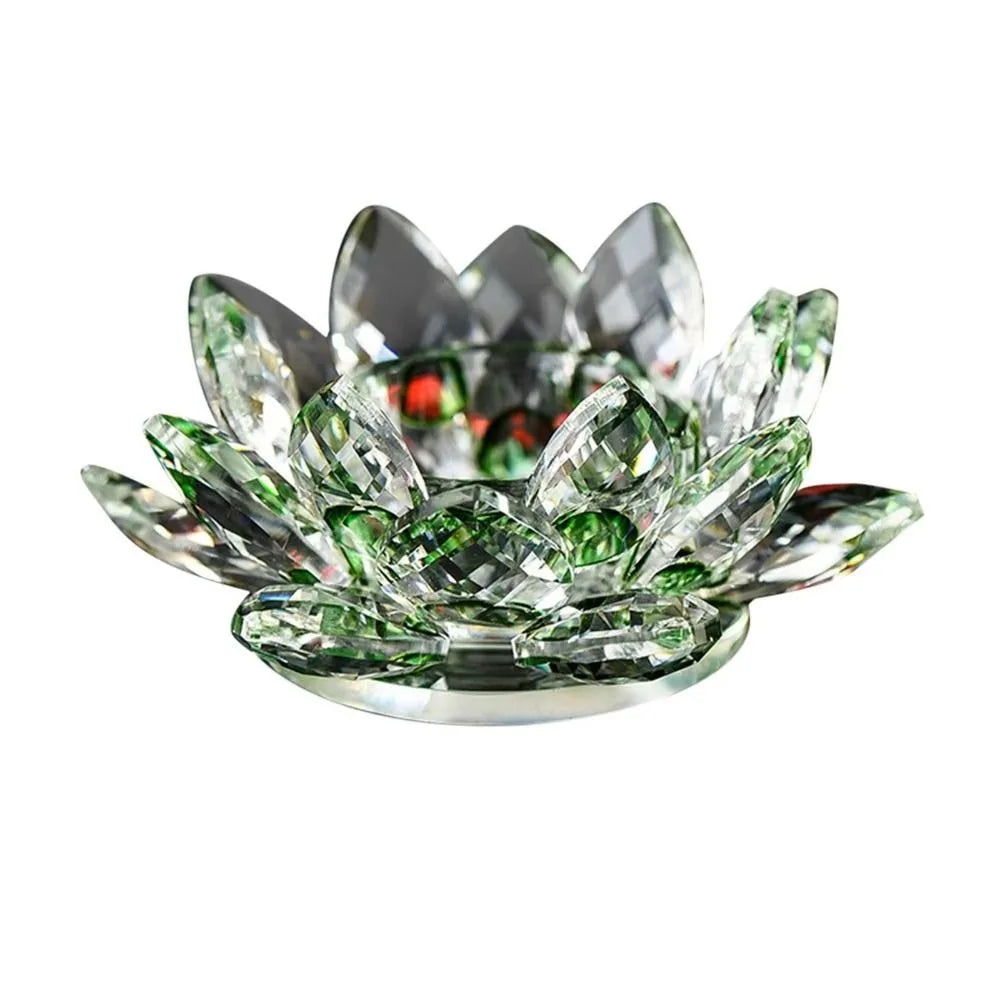 Crystal Glass Lotus Candle Holder