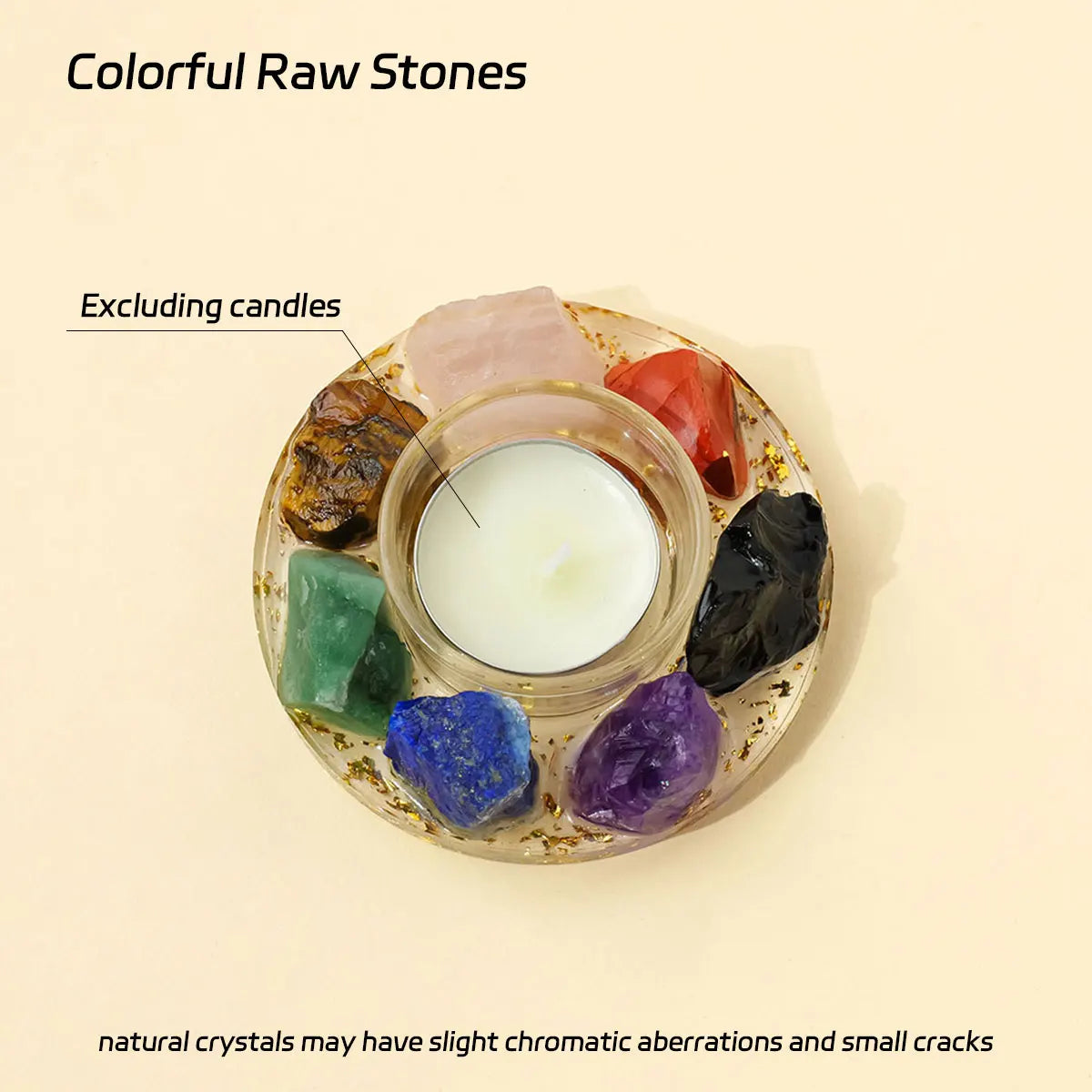 Natural Gemstones Tea Candle Holder