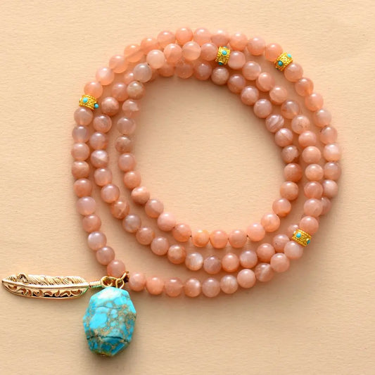 Natural Sunstone & Jasper 108 Beads Mala