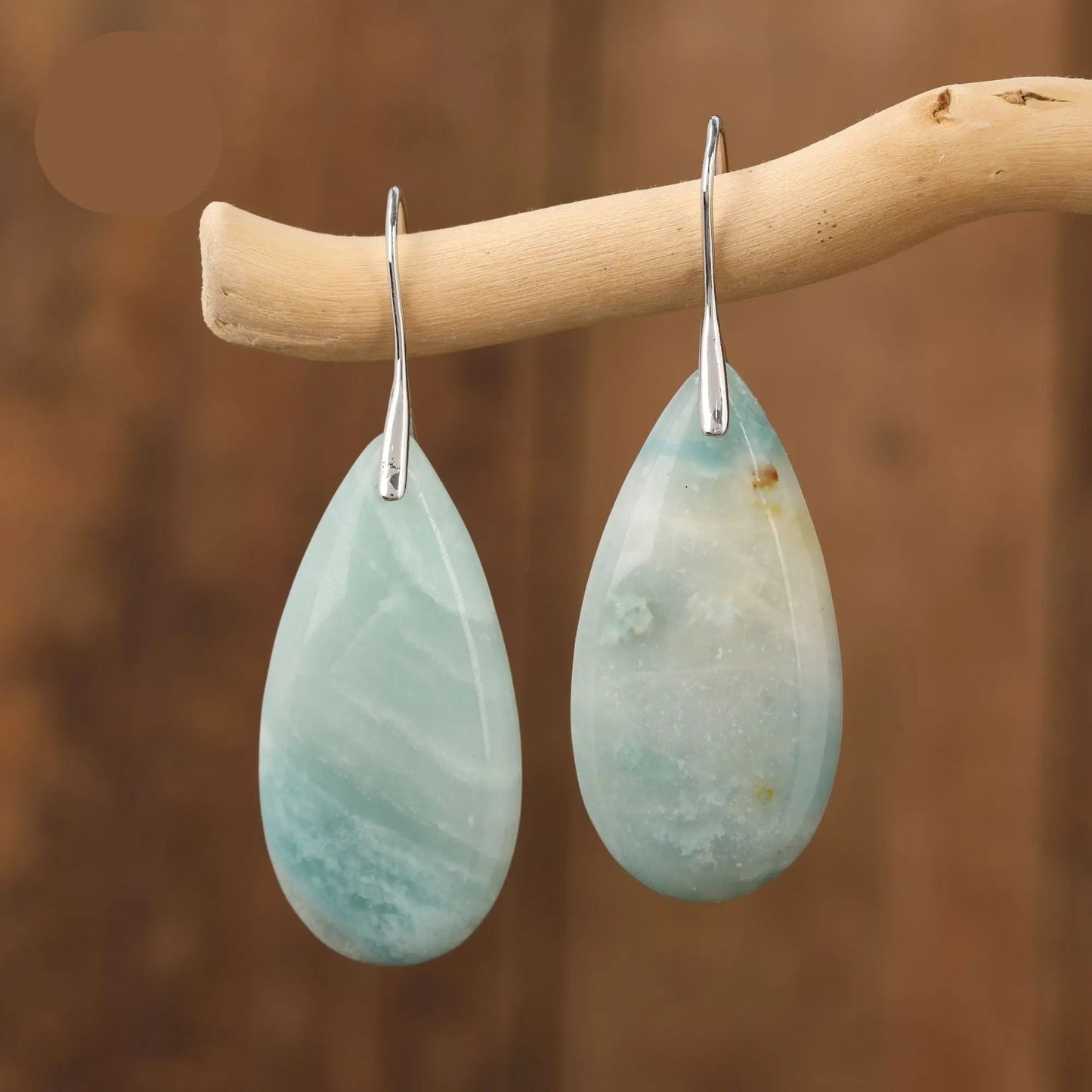 Natural Amazonite Long Teardrop Earrings