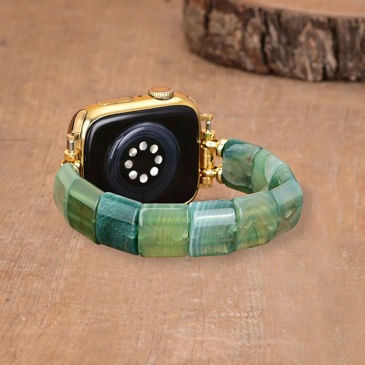 Natural Green Agate Beaded Smartwatch Band