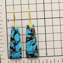 Load image into Gallery viewer, Natural Blue &amp; Black Jasper Gold Plated Earrings
