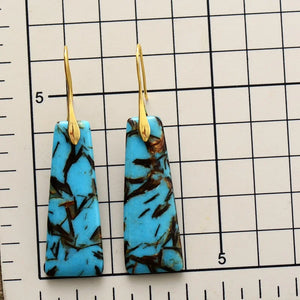 Natural Blue & Black Jasper Gold Plated Earrings