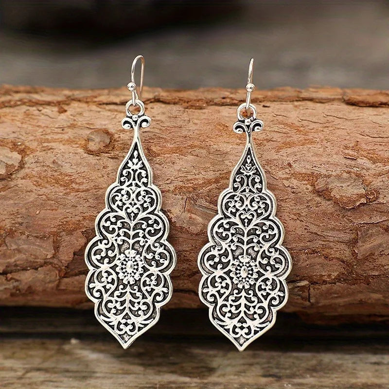 Boho Carved Hindu Vintage  Dangle Earrings