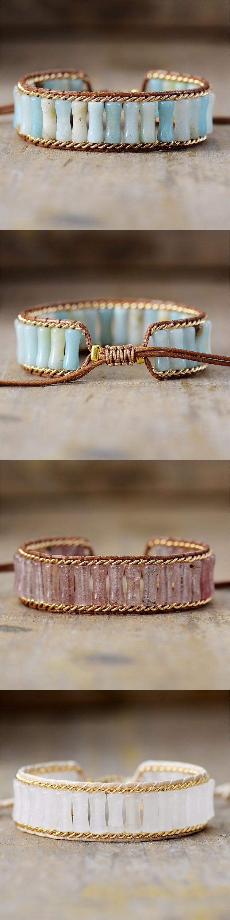 Natural Amazonite Vegan Wrap Bracelet