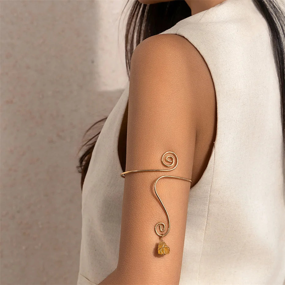 Natural Water Drop Stone Upper Arm Cuff Bangle