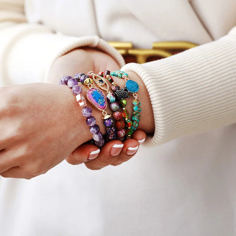 Natural Turquoise Jasper Druzy Wrap Bracelet