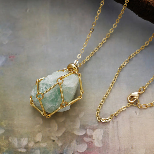 Natural Amazonite Amethyst Jade Pendant Chain Necklace