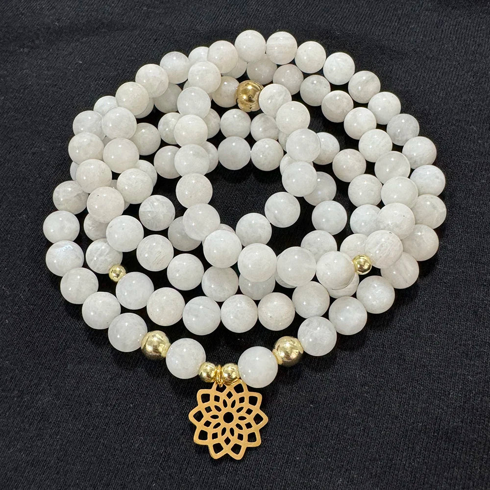 Natural Moonstone 108 Beads Mala