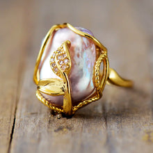Load image into Gallery viewer, Natural Freshwater Pearl Gold Plated Ring
