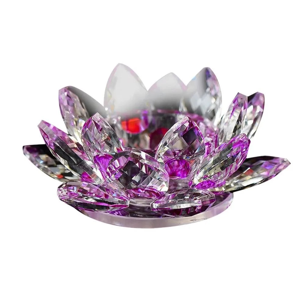Crystal Glass Lotus Candle Holder