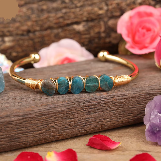 Natural Apatite Wire Cuff Bracelet