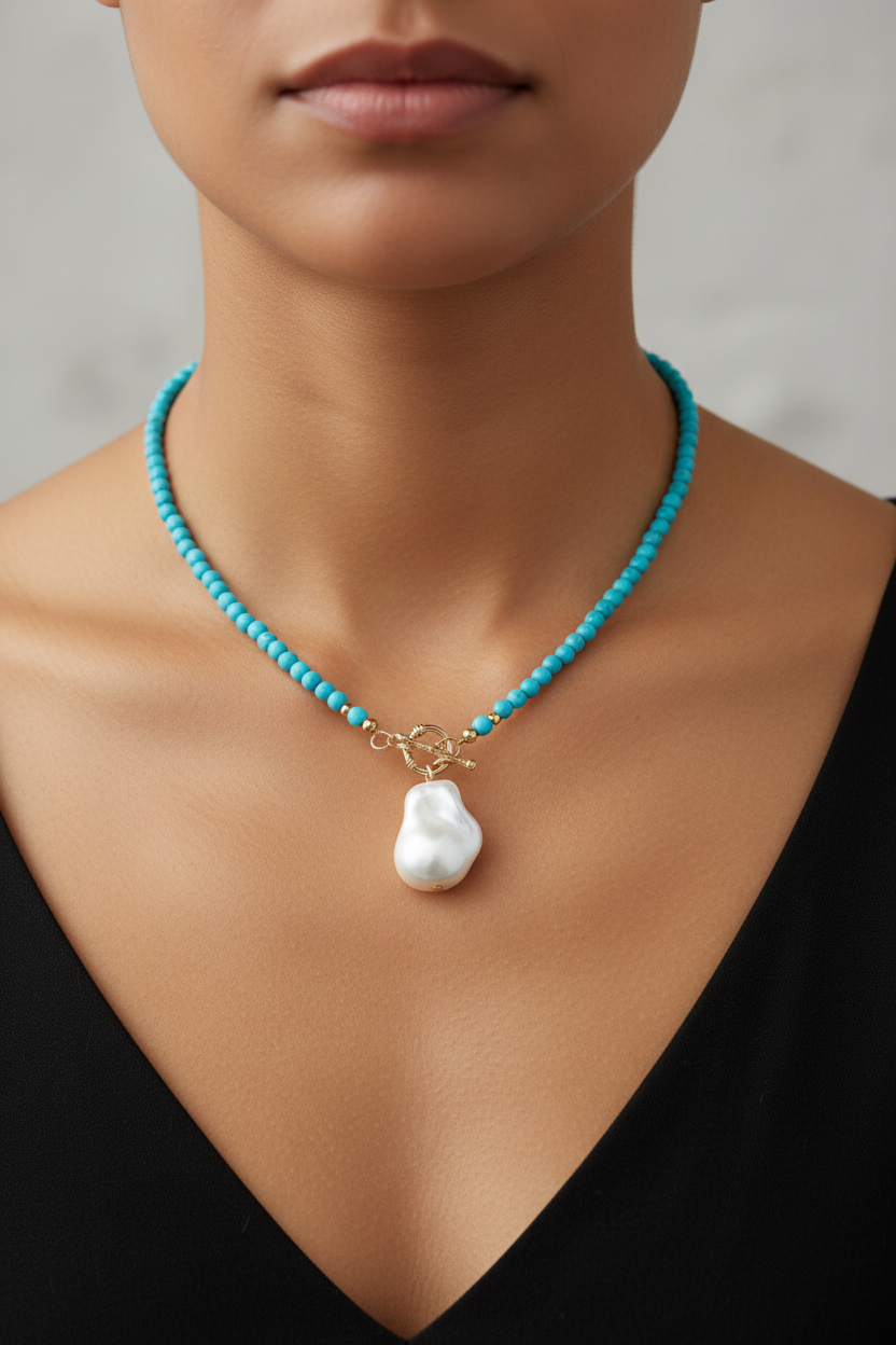 Single strand turquoise necklace