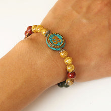 Load image into Gallery viewer, Natural Dragon Stone Beaded OM Bracelet

