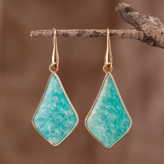 Natural Rhombus Shaped Amazonite Earrings