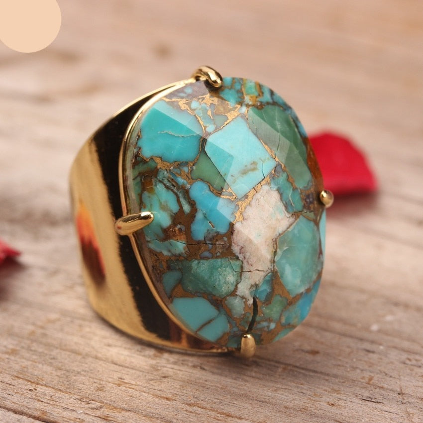 Natural Turquoise Cuff Ring