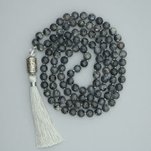 Load image into Gallery viewer, Tibetan 108 Natural Black Labradorite Mala Beads &amp; Om Mani Padme Hum Wheel Necklace / Bracelet
