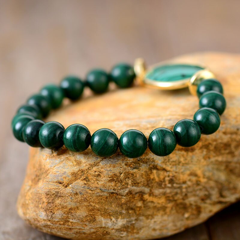 Natural Malachite Beaded Bracelet