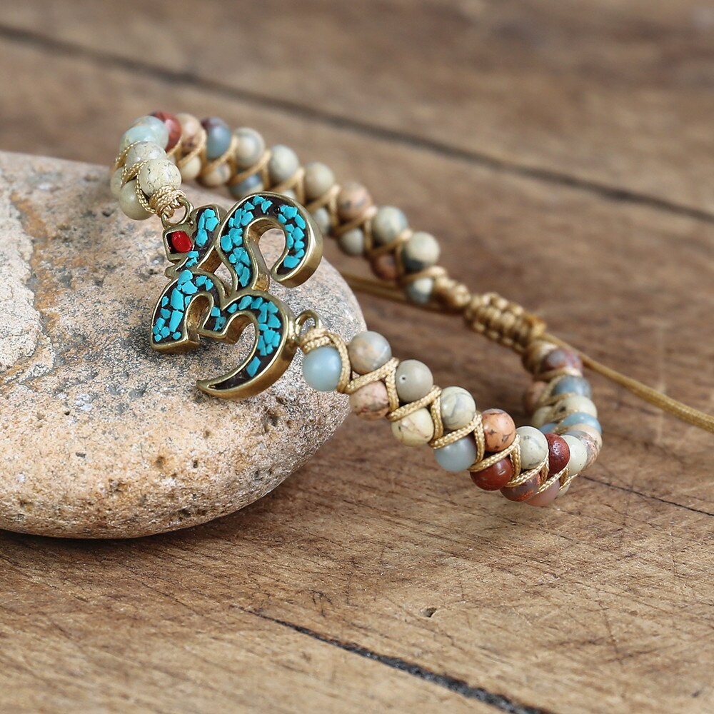 Natural African Opal OM Wrap Bracelet