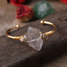 Load image into Gallery viewer, Natural Double-Point Raw Herkimer Diamond Quartz Cuff Bracelet
