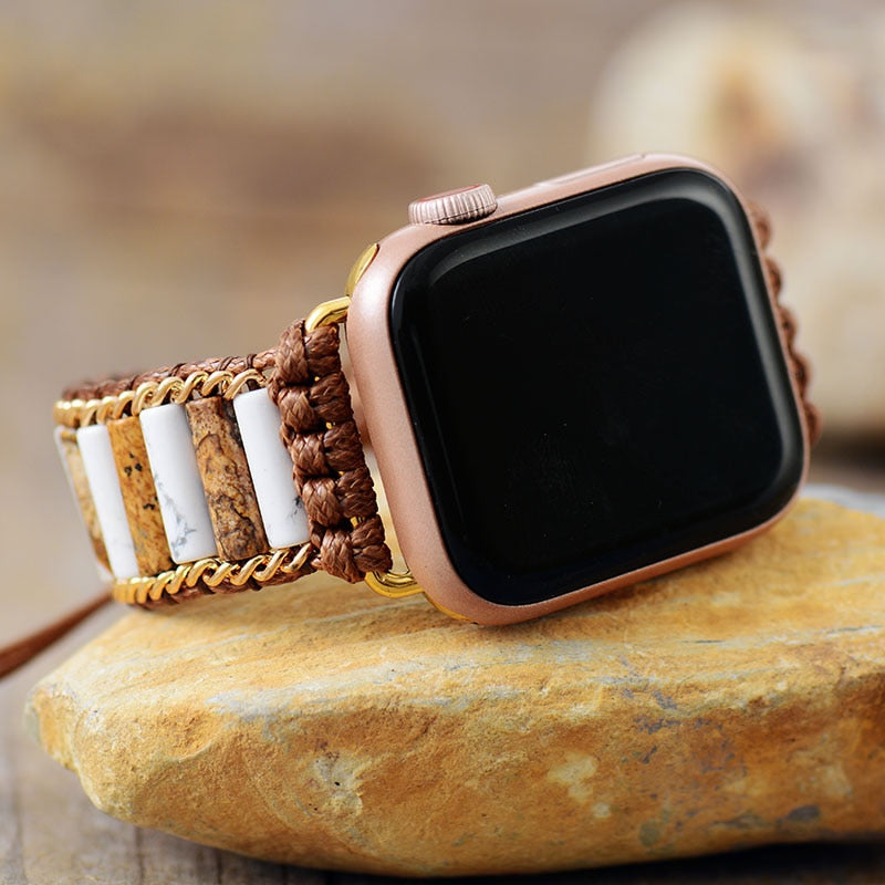 Natural Howlite / Picture Jasper Apple Watch Band