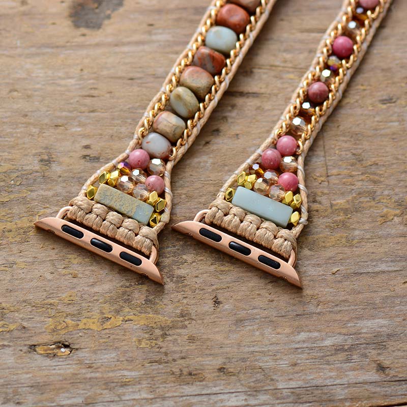 Natural Rhodonite & Royal Jasper Apple Watch Band