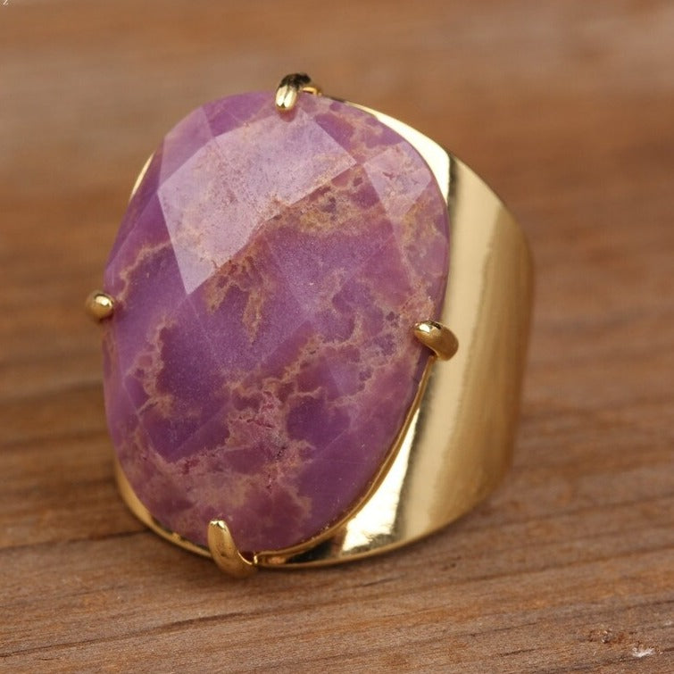 Natural Purple Jade Cuff Ring