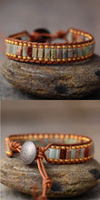 Load image into Gallery viewer, Natural Imperial Jasper Leather Wrap Bracelet
