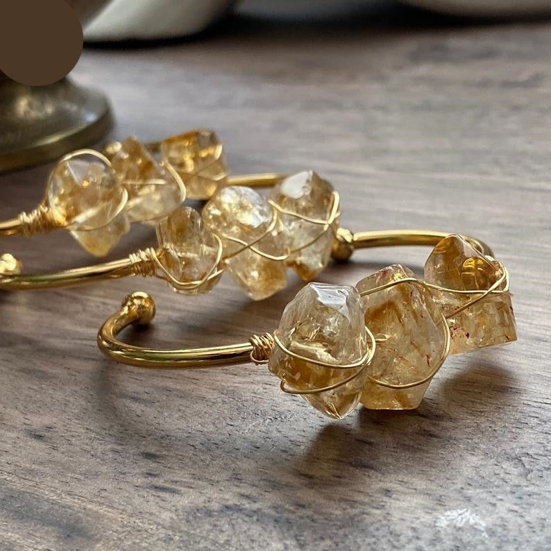 Natural Raw Citrine Quartz Cuff Bracelet