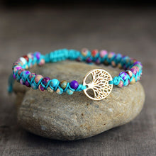 Load image into Gallery viewer, Natural Jasper Tree of Life Wrap Bracelet
