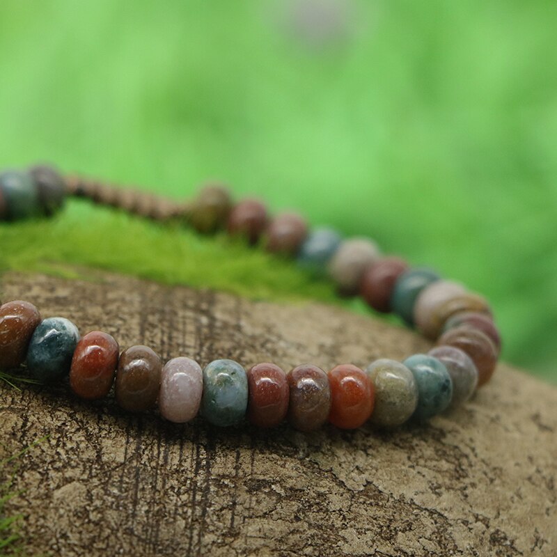 Natural Indian Agate & Ocean Onyx Beaded Bracelet