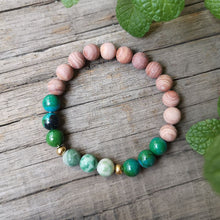 Load image into Gallery viewer, Rare Natural Sandstone, Chrysocolla &amp; Jade 108 Beads Mala Necklace / Bracelet
