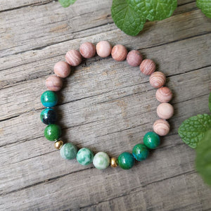 Rare Natural Sandstone, Chrysocolla & Jade 108 Beads Mala Necklace / Bracelet