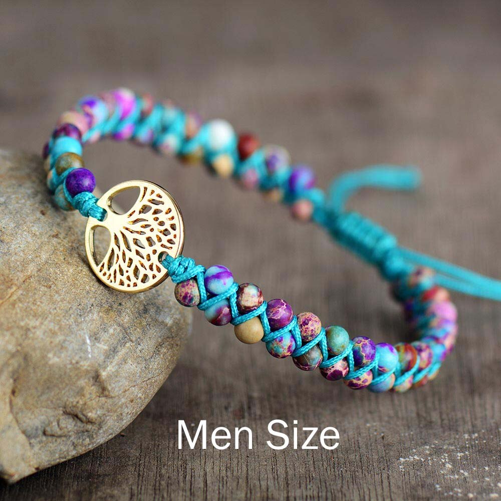 Natural Jasper Tree of Life Wrap Bracelet