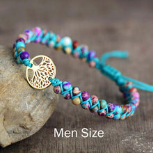 Load image into Gallery viewer, Natural Jasper Tree of Life Wrap Bracelet
