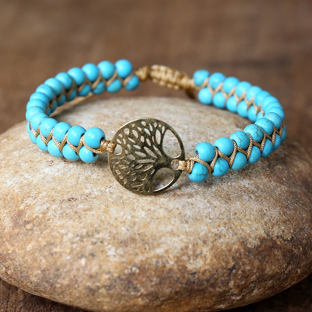 Natural Turquoise Tree of Life Bracelet
