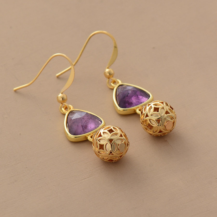 Natural Amethyst Dangle Earrings