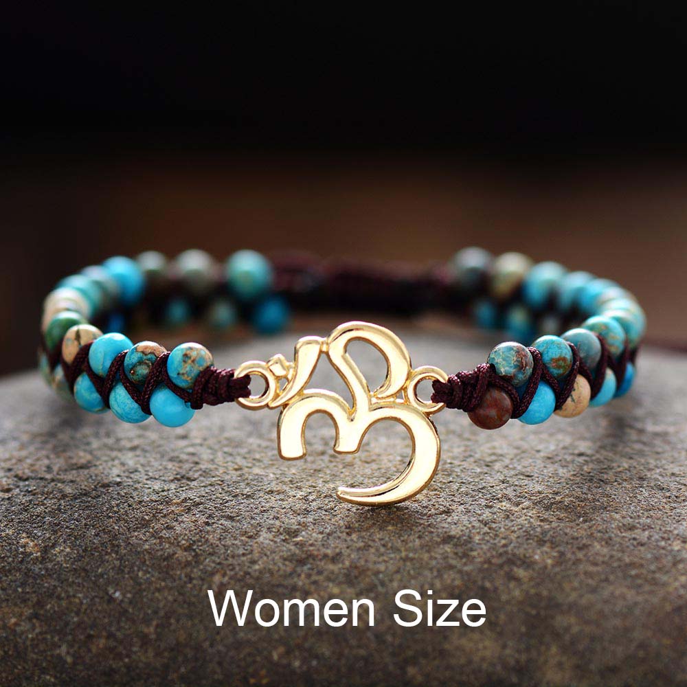 Natural Turquoise Jasper Braided OM Bracelet