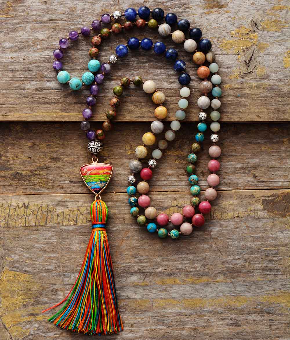 Natural 7 Chakras Beaded Tassel Necklace